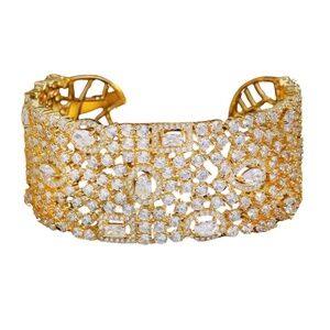 Goldtone Luxury Statement Cubic Zirconia Cuff